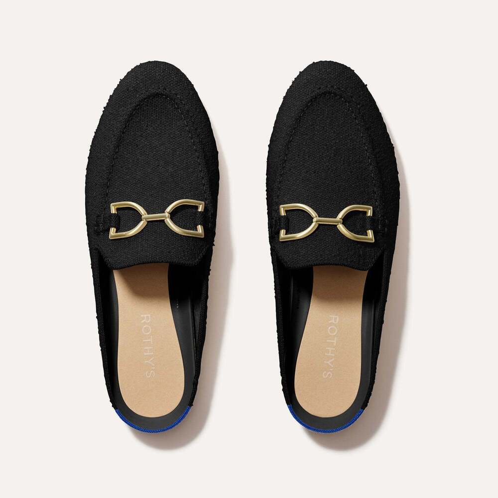Rothy's The Double Bit Loafer Mule - Black Bouclé Size 6.5